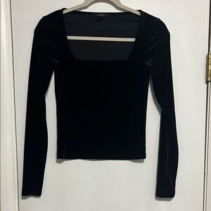 Forever 21 Black Velvet Long Sleeve Blouse